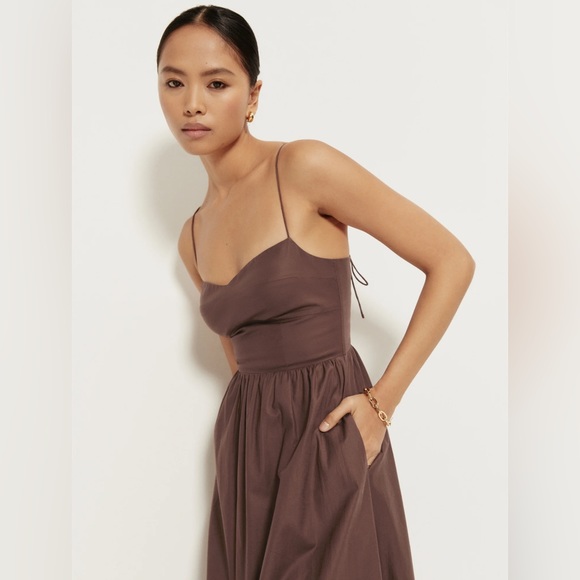 NWT New With Tags Reformation 1950s Style Vinny Midi Dress in Cafe Size 0 or XS - Picture 3 of 8